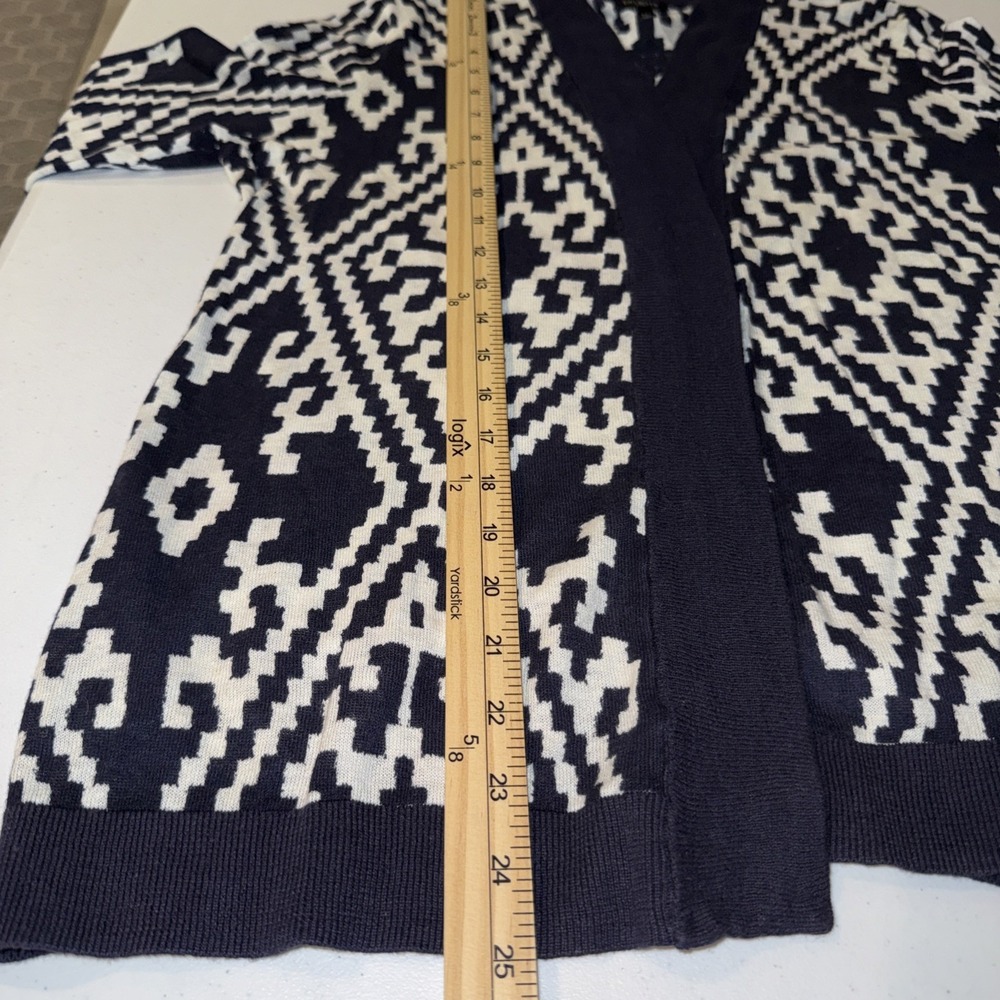 Talbots Womens Linen Knit Cardigan Open Front Sz Lp Beach Lightweight Blue White - Picture 9 of 10